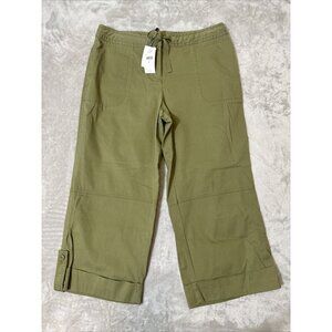 Women’s J.Jill Caper Capri Stretch Olive Green Size 12 NWT